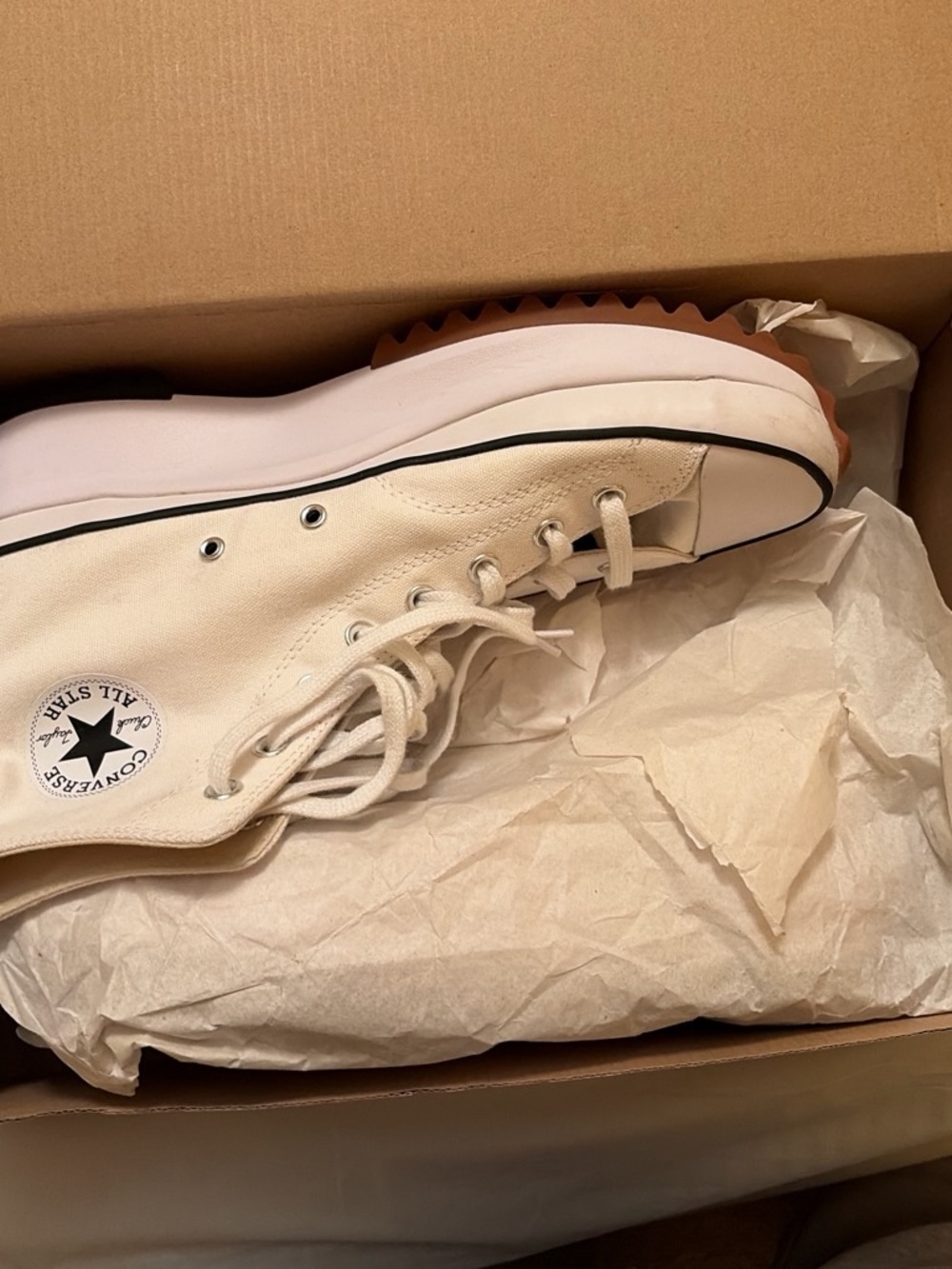 Converse Run Star Hike High Top Sneaker - Cream & Brown Sole